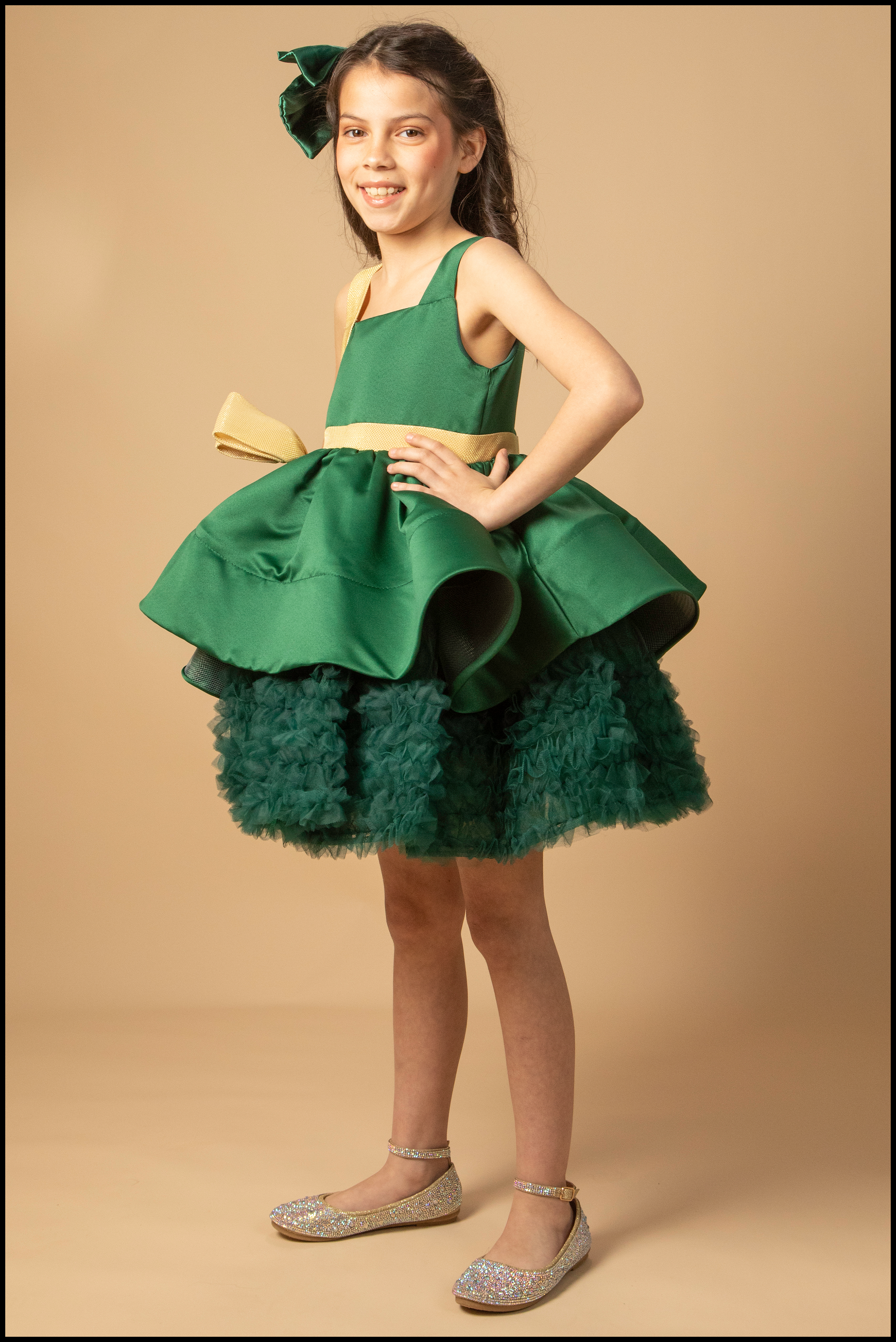 Viridiflora Square Neckline Holiday Dress – The Ultimate Girls' Dress: Tulle Flower Girl Outfit for Christmas & Parties Little Fiori