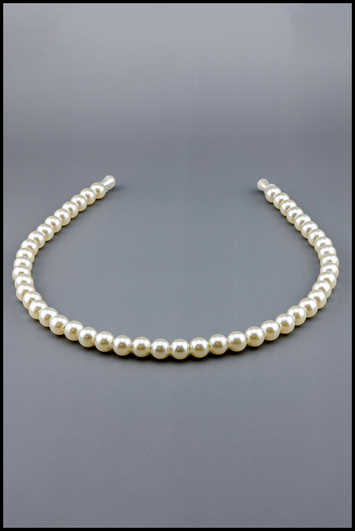 Elegant Classic White Pearl Headband for Flower Girls by Little Fiori