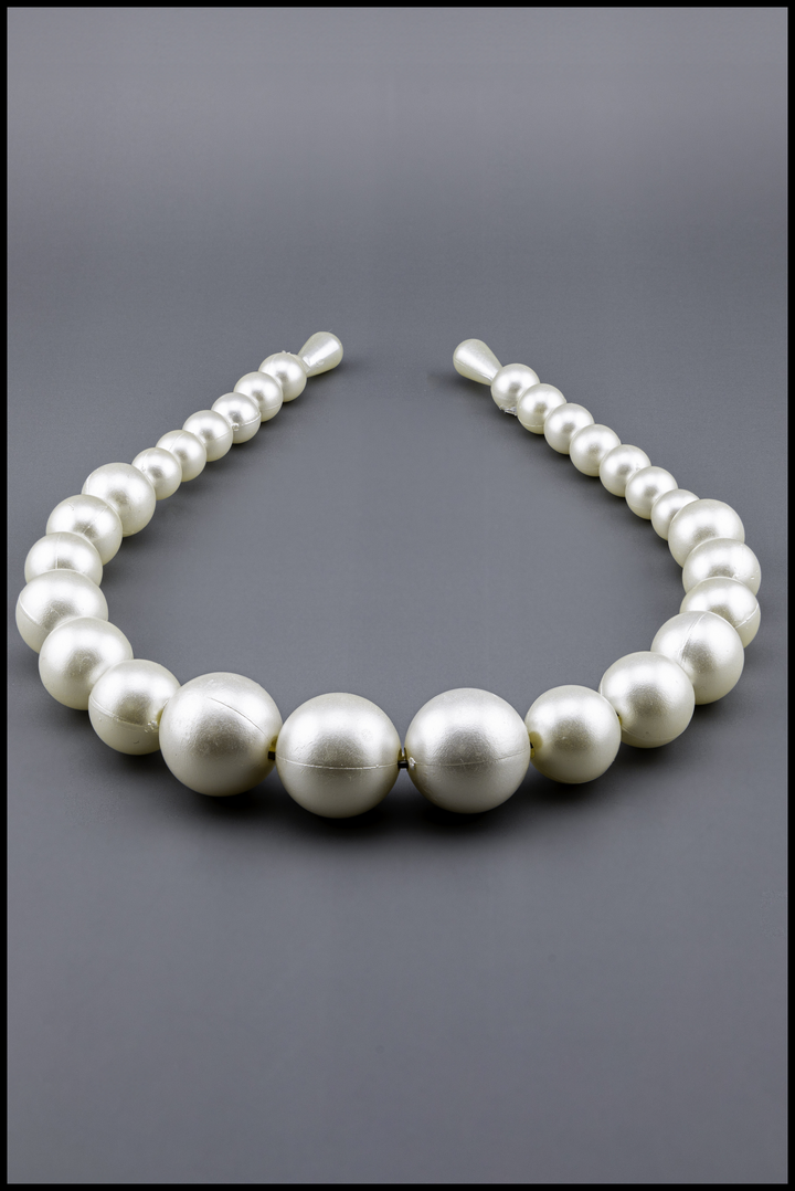 Hand-Crafted Basra White Pearl Headband for Flower Girls by Little Fiori