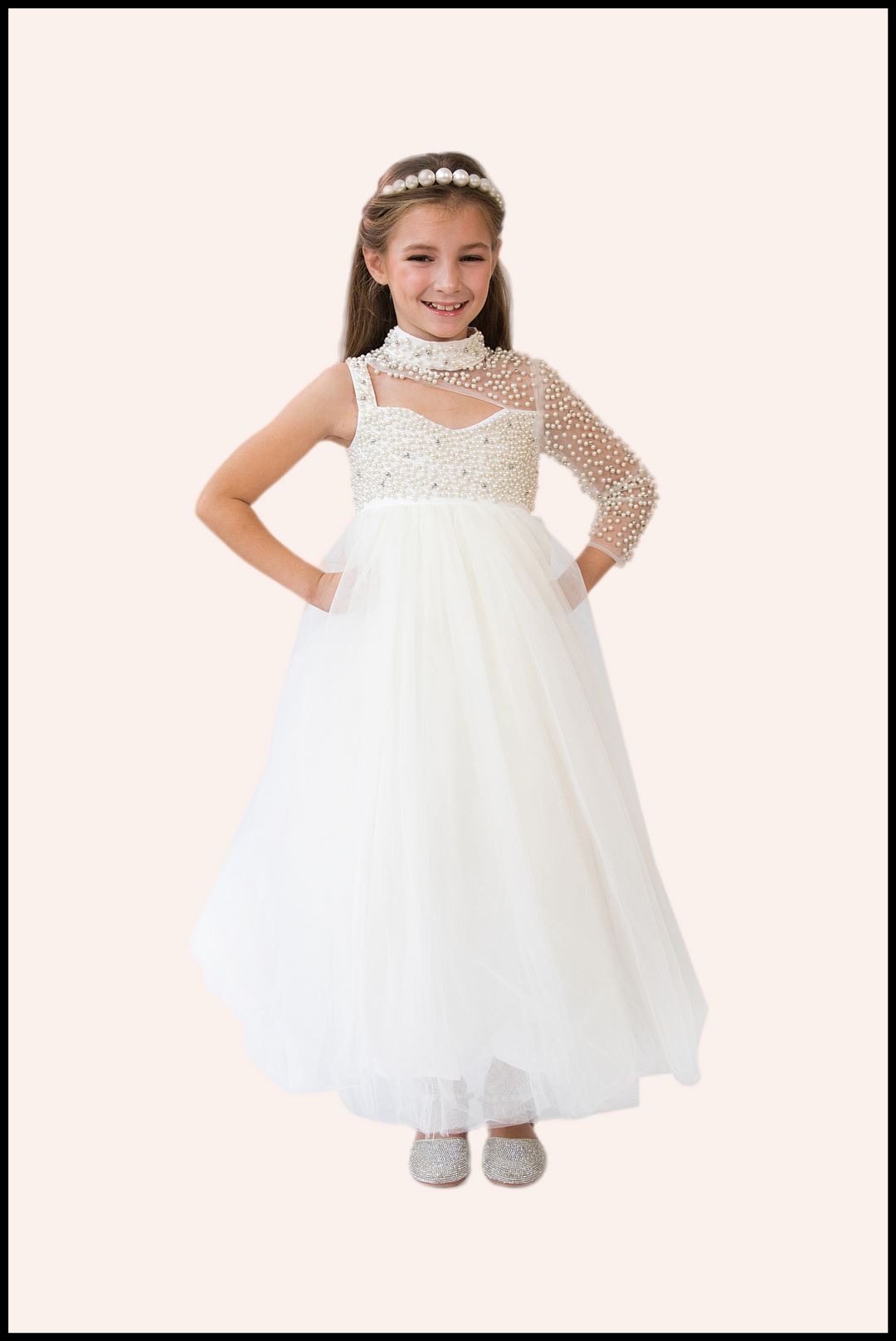 Little Fiori off-shoulder special occasion dress