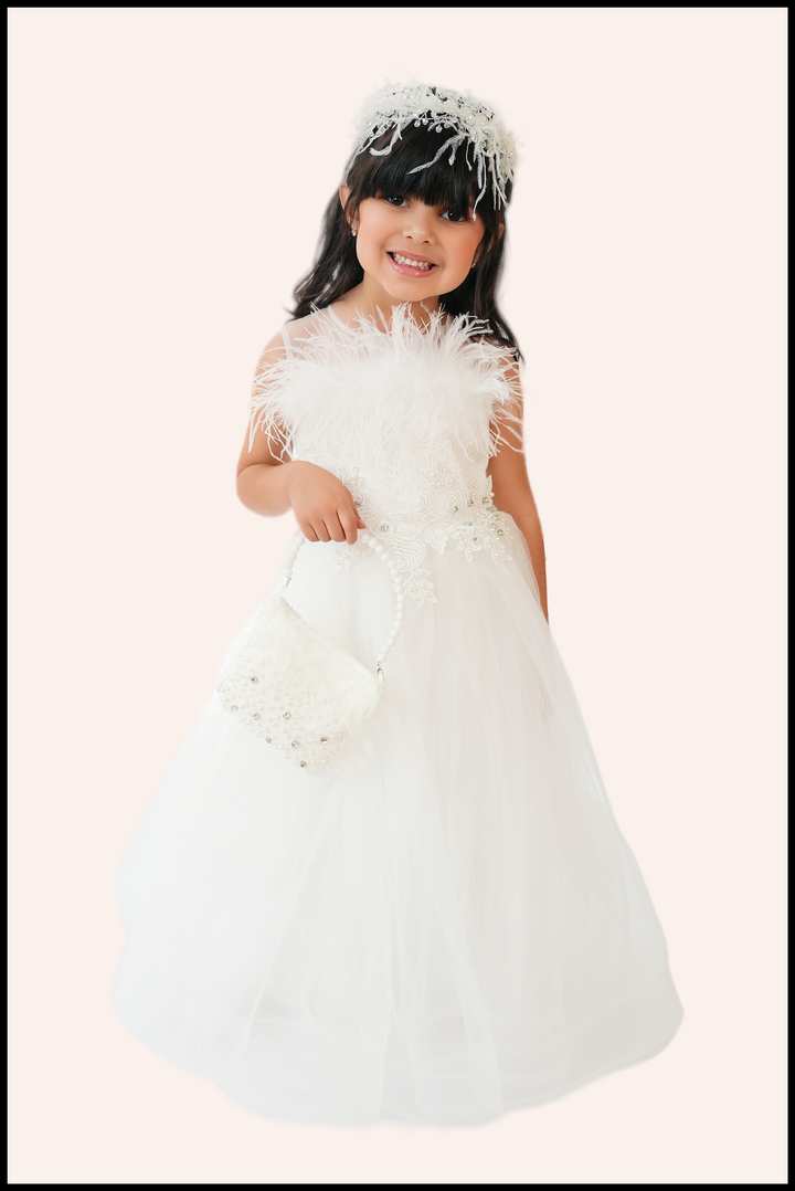 Little Fiori rose powder evening gown