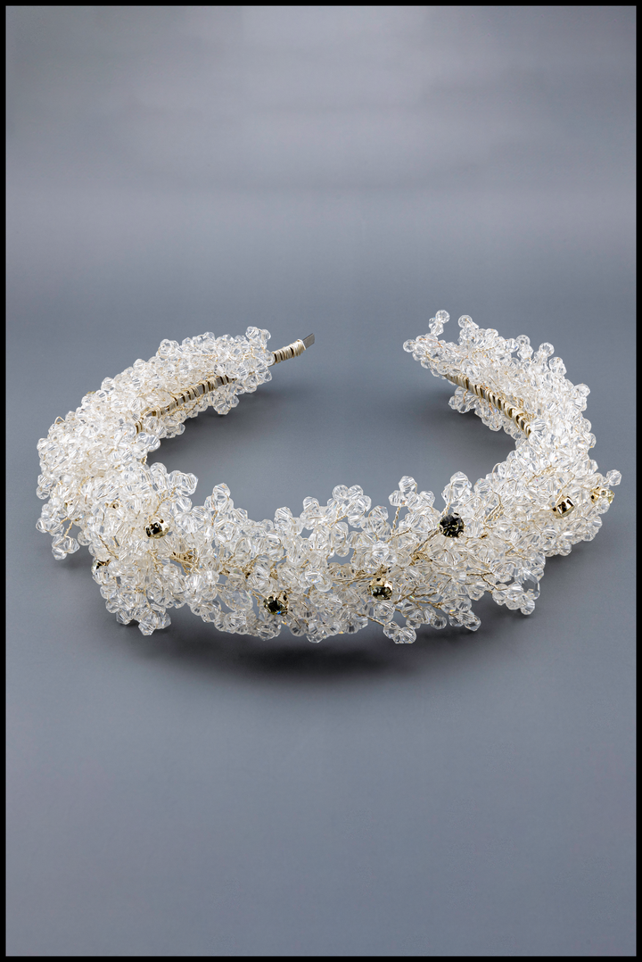 Sparkling Rhinestone Leaves and Crystal Headband for Flower Girls