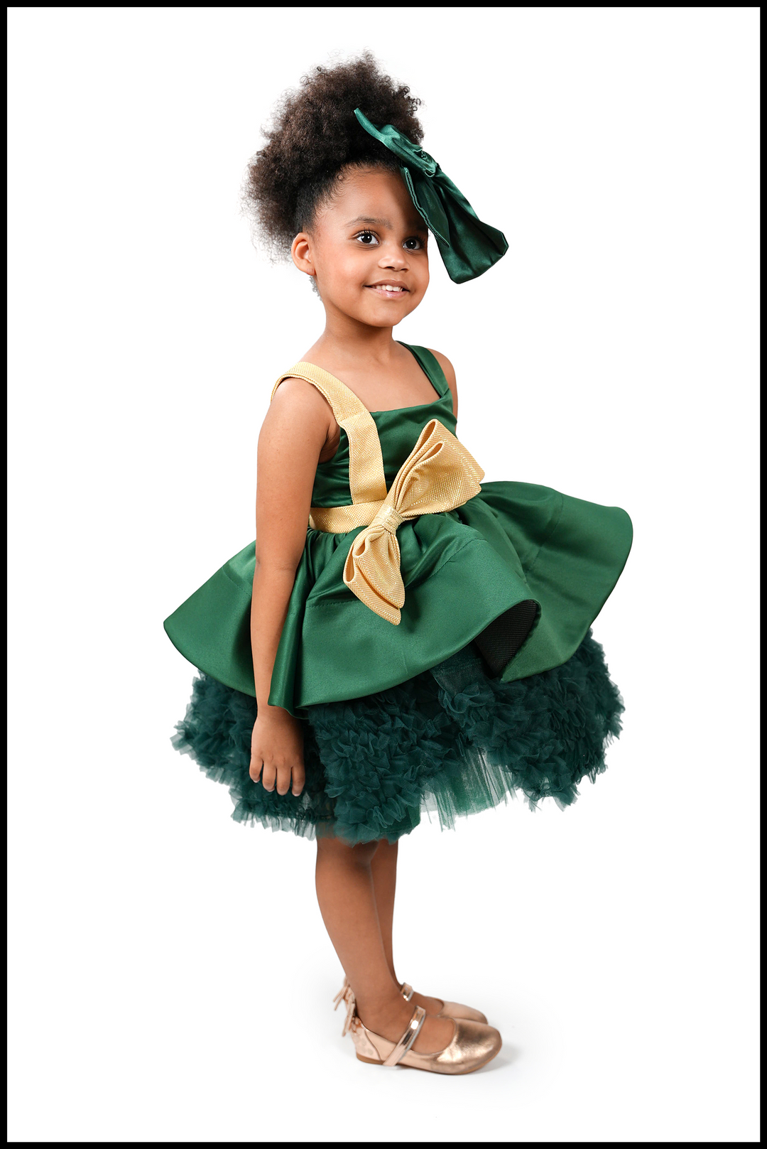 Viridiflora neckline dress for girl Little Fiori